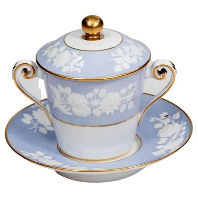 Pre-owned Spode 19th Century Late Georgian Blue  Hot Chocolate Cup With Cover And Saucer