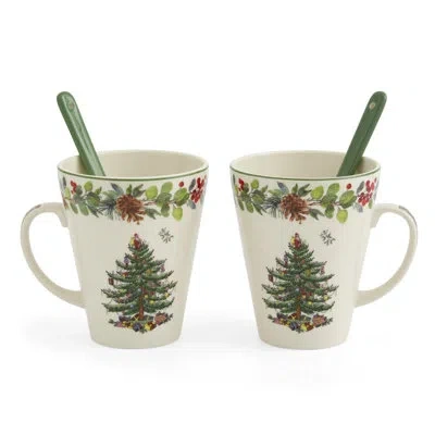 Spode 2022 Annual 4-piece Mug & Spoon Set In Black