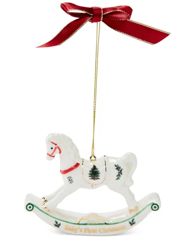 Spode 2024 Baby's 1st Christmas Horse Ornament In Green