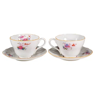 Pre-owned Spode & Copeland Pair Of Cups And Saucers For Plummer Ltd Ny, 1900-1936 In Gray