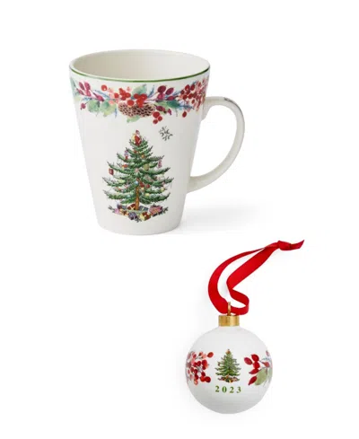 Spode Annual Mug And Bauble Set In Green
