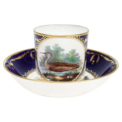 Pre-owned Spode Antique  Porcelain Hand Painted Ornithological Duck Cup & Saucer In Sand