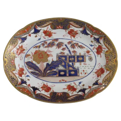 Pre-owned Spode Antique  Porcelain Serving Platter Hand Painted & Gilded Ptn 967 Circa 1810 In Brown