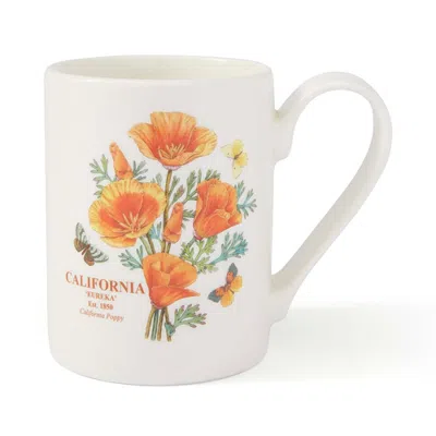 Spode Blossoming States 11 Ounce Earthenware Mug In California Poppy