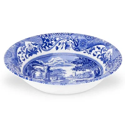 Spode Blue Italian Ascot Cereal Bowl 8" In Blue;white