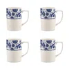 Spode Blue Italian Brocato Mug, Set Of 4 In White