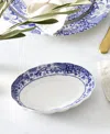 Spode Blue Italian Brocato Oval Fluted Dish Set Of 2 In Blue