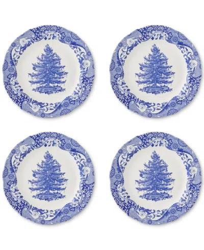Spode Blue Italian Christmas Salad Plates, Set Of 4