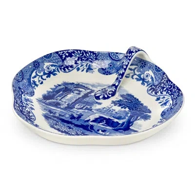 Spode Blue Italian Handled Tray 8.25" X 7.5" In Blue;white