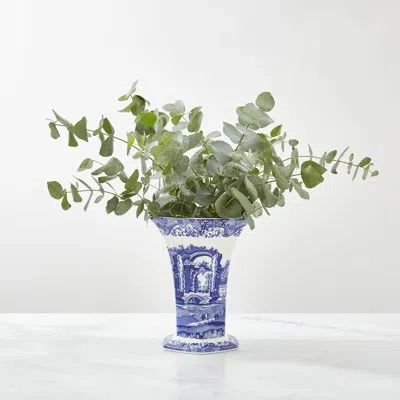 Spode Blue Italian Hexagonal Vase 10.5"