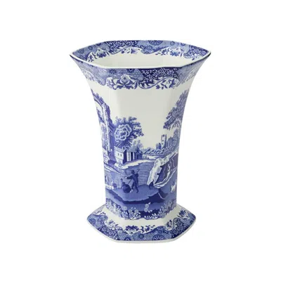 Spode Blue Italian Hexagonal Vase 10.5"