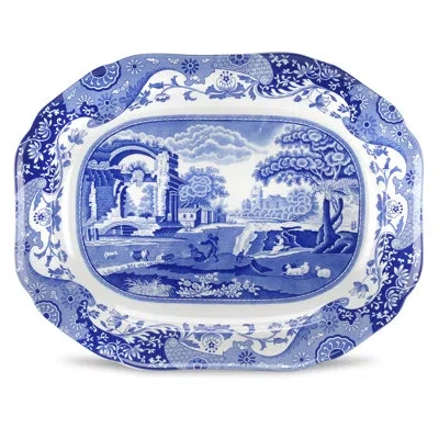 Spode Blue Italian Oval Platter 14" Medium In Blue;white