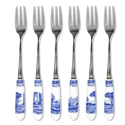 Spode Blue Italian Pastry Forks 6"