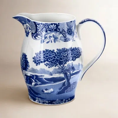 Spode Blue Italian Pitcher 3.5 Pt In Blue;white