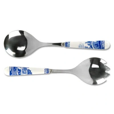 Spode Blue Italian Salad Servers S/2 10"