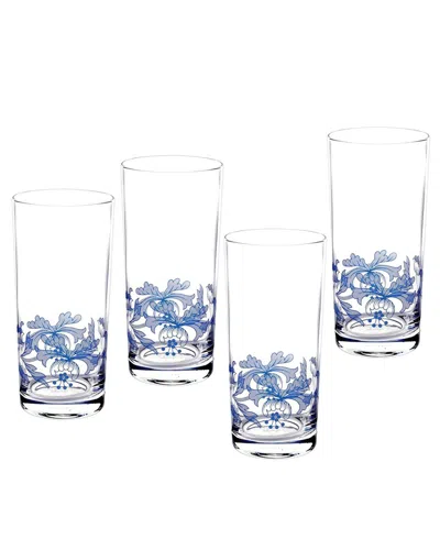 Spode Blue Italian Set Of Four Hi-ball Glasses