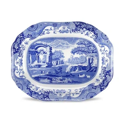 Spode – Blue Italian –  Blue Italian Medium Oval Platter – Bluewhite In White
