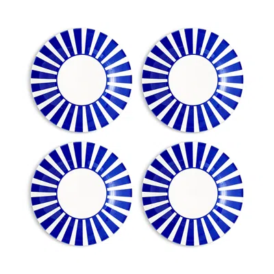 Spode Blue Italian Steccato Bold Stripe Tidbit Plates, Set Of 4