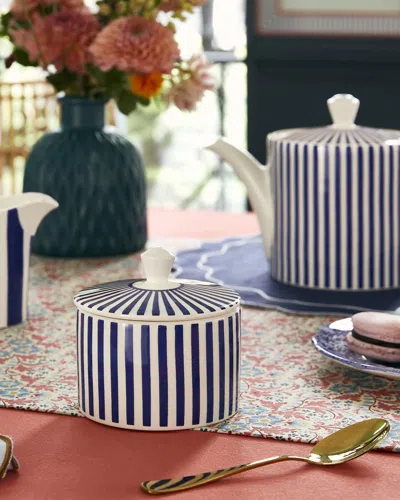 Spode Blue Italian Steccato Covered Sugar Bowl