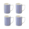 SPODE BLUE ITALIAN STECCATO NARROW STRIPE MUGS, SET OF 4