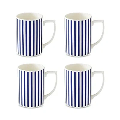 Spode Blue Italian Steccato Narrow Stripe Mugs, Set Of 4