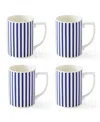 Spode Blue Italian Steccato Narrow Stripe Mugs, Set Of 4 In Blue