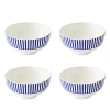 SPODE BLUE ITALIAN STECCATO RIMLESS BOWLS, SET OF 4