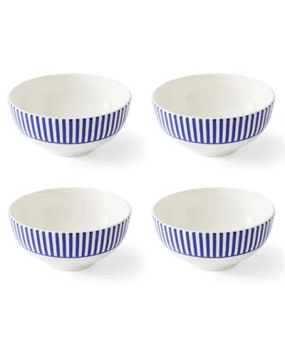 SPODE BLUE ITALIAN STECCATO RICE BOWLS, SET OF 4