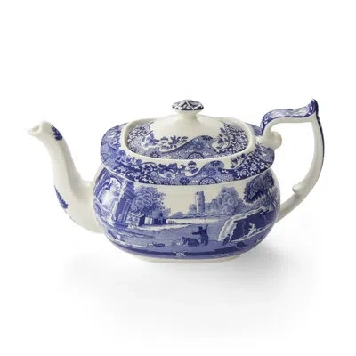 Spode Blue Italian Teapot 2.5 Pt In Blue;white