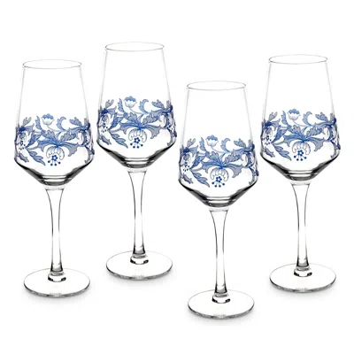 Spode Blue Italian Wine Glasses, Set Of 4