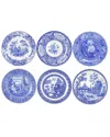 Spode Blue Room Set Of 6 Georgian Plates In Multicolor
