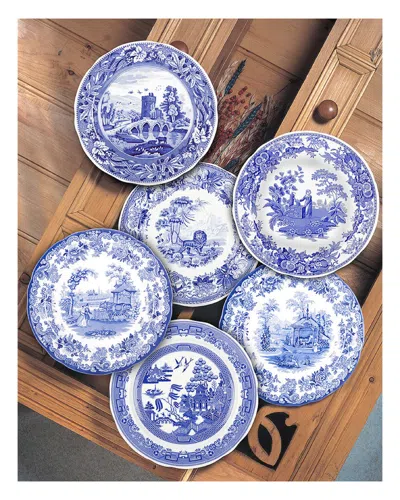 Spode Blue Room Set Of Six 10.5in Traditions Plates In Animal Print