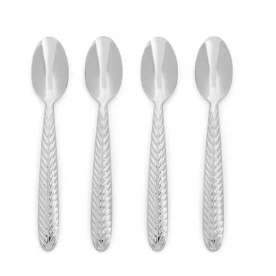 Spode Botanic Garden Cocktail Spoons 5.5", Set Of 4 In White
