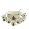 Spode Christmas Tree 10-piece Punch Bowl Set In Green
