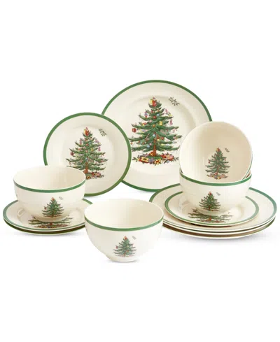 Spode Christmas Tree 12 Pc. Dinnerware Set, Service For 4, Exclusively At Macy's In Green