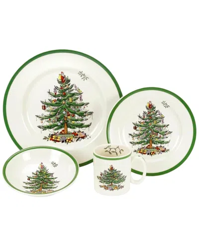 Spode Christmas Tree 4pc Place Setting In Green