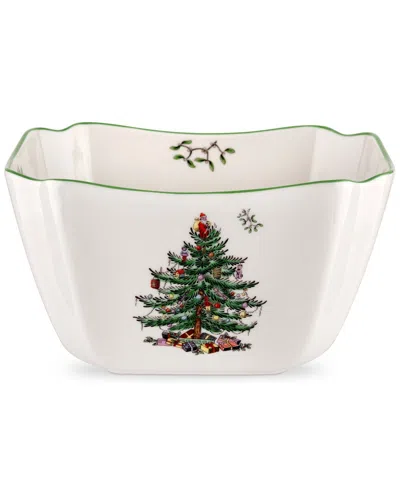 Spode Christmas Tree 6.75in Small Square Bowl In White