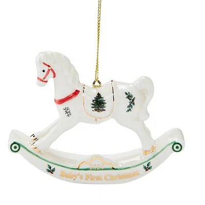 Spode Christmas Tree Baby's First Horse Ornament 2024 In Green