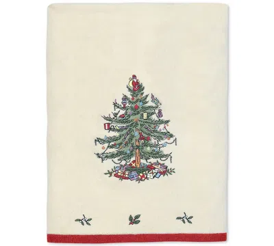 Spode Christmas Tree Bath Towel, 27" X 50" In Ivory