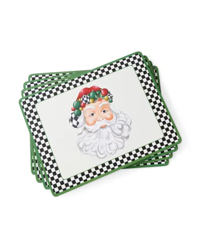 Spode Christmas Tree Black & White Mixed Snowman & Santa Placemats, Set Of 4 In Black And White
