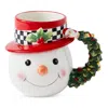 Spode Christmas Tree Black And White Snowman Mug In Green