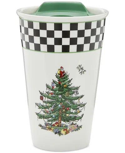 Spode Christmas Tree Black & White Travel Mug In Multi