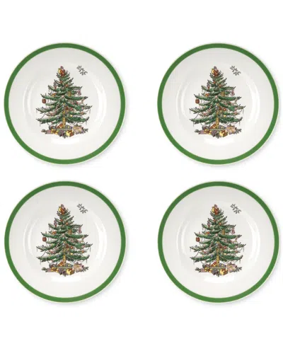 Spode Christmas Tree Bread & Butter Plates, Set Of 4 In Green