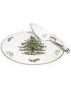 Spode Christmas Tree Cake Plate And Server Set In Multi