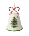 Spode Christmas Tree Candy Cane Bell Ornament In Green