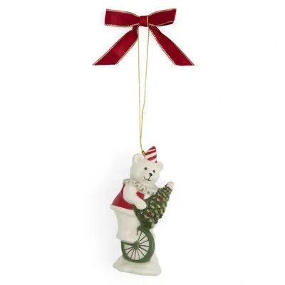 Spode Christmas Tree Carnival Bear Ornament 4" In Blue