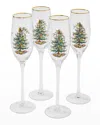 SPODE CHRISTMAS TREE CHAMPAGNE FLUTES, SET OF 4
