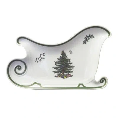 Spode – Christmas Tree – Christmas Tree Embossed Sleigh Plate In White