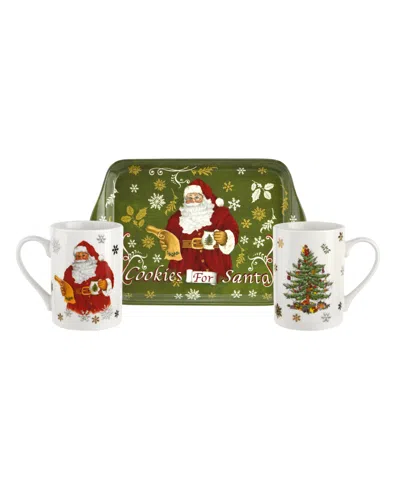 Spode Christmas Tree "cookies For Santa" Mug And Tray Set In Green