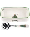 Spode Christmas Tree Cranberry Server With Slotted Spoon In No Color